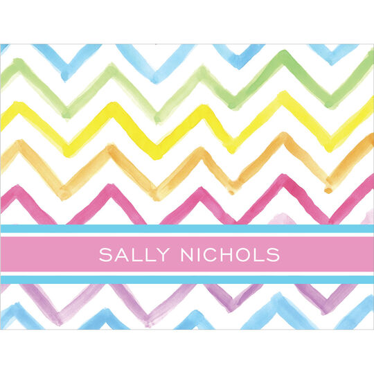 Watercolor Chevron Folded Note Cards